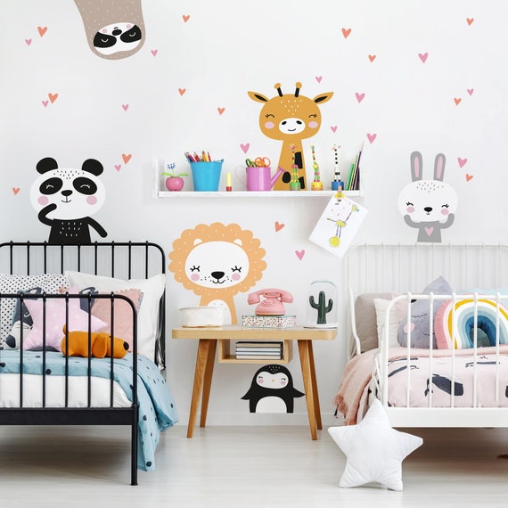 Wanddeko Safari Set Süß Babyzimmer Kinderzimmer Kinder Wandaufkleber Tier Wandsticker Wandtattoo