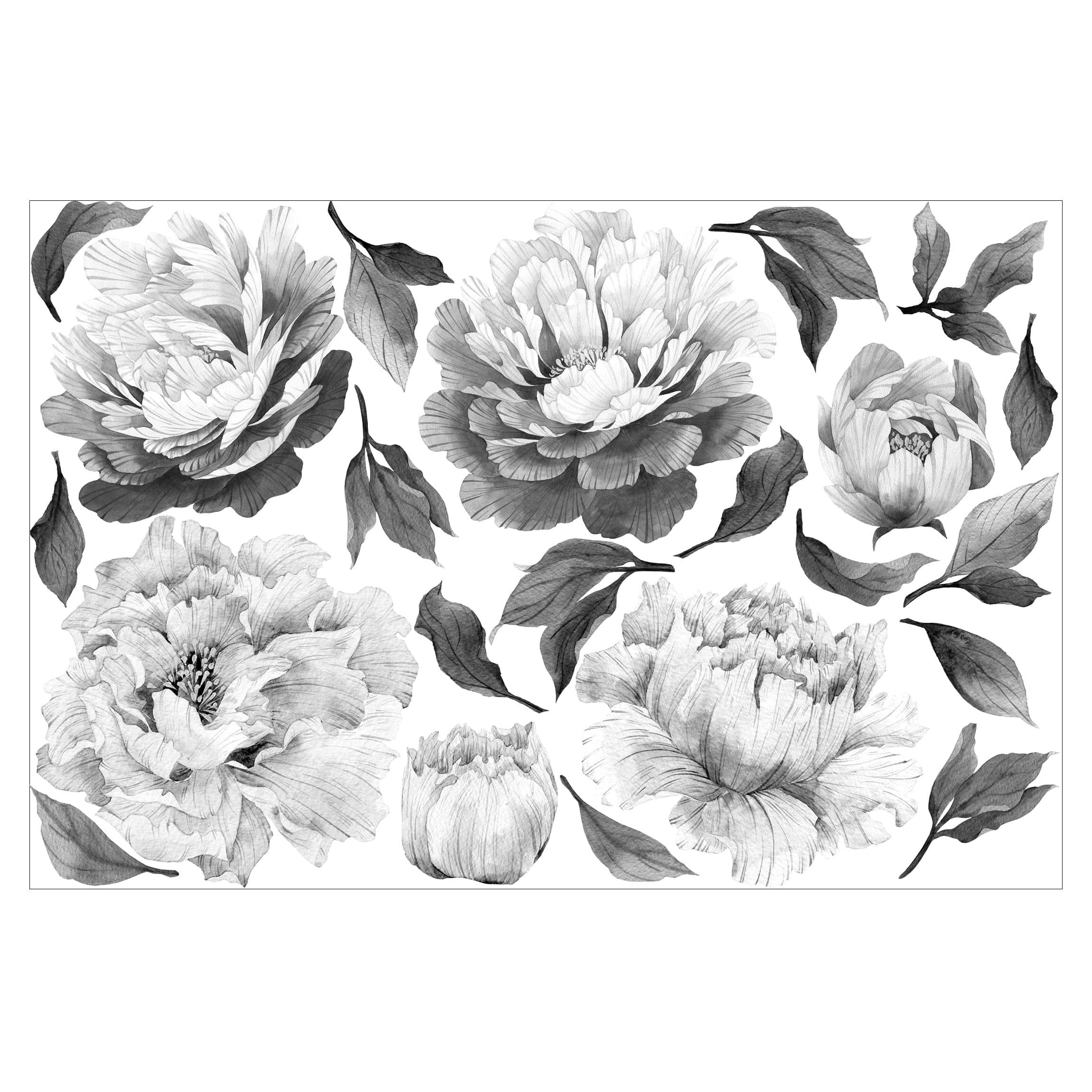 Tatouage Pivoine Noir Et Blanc Tattoo murale Pivoines set noir et blanc foncé Roses - Etsy France