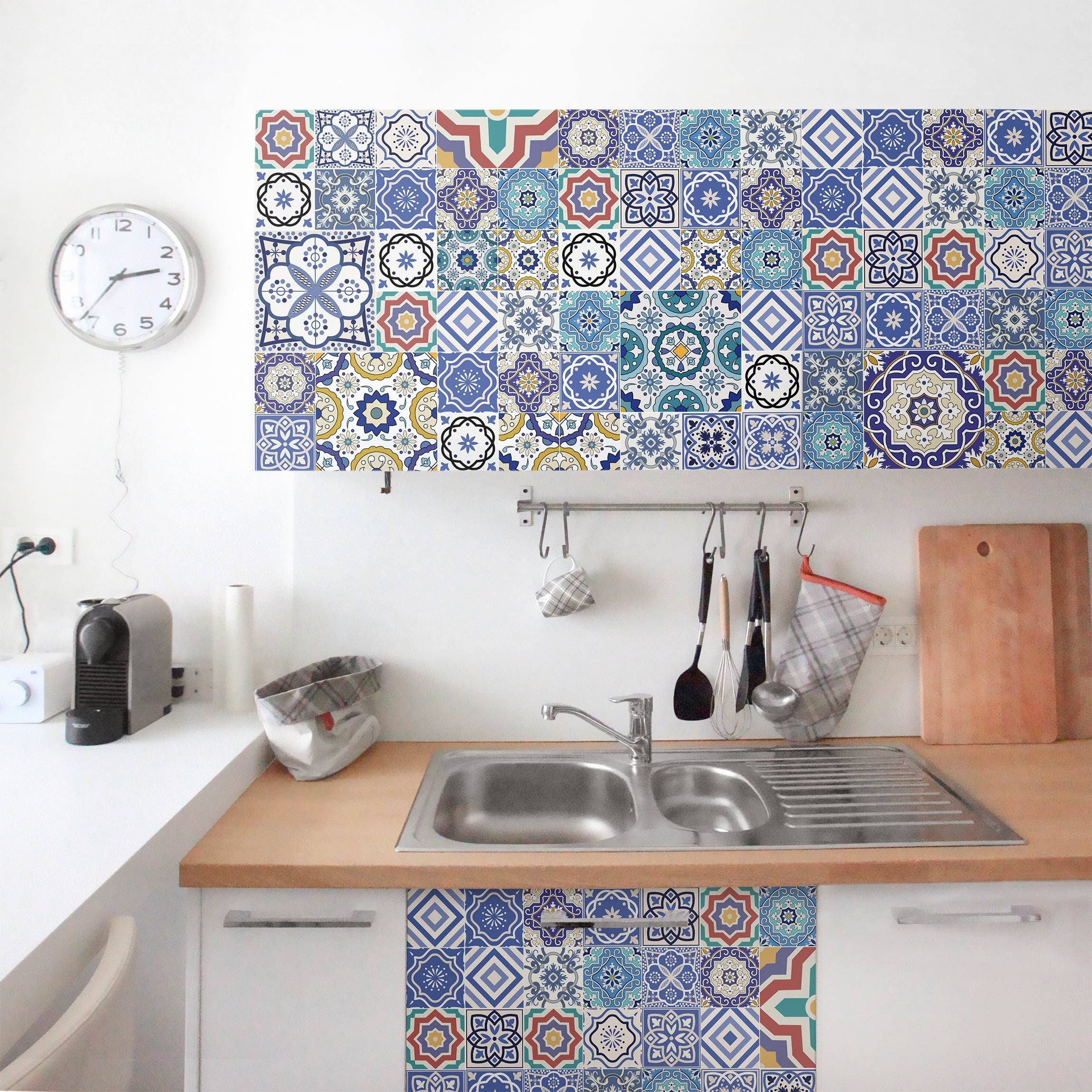 Vinilos para muebles Azulejos portogueses Papel Adhesivo Forrar Muebles  Cocina Puerta Armario Pegatina Decoración Pared -  México