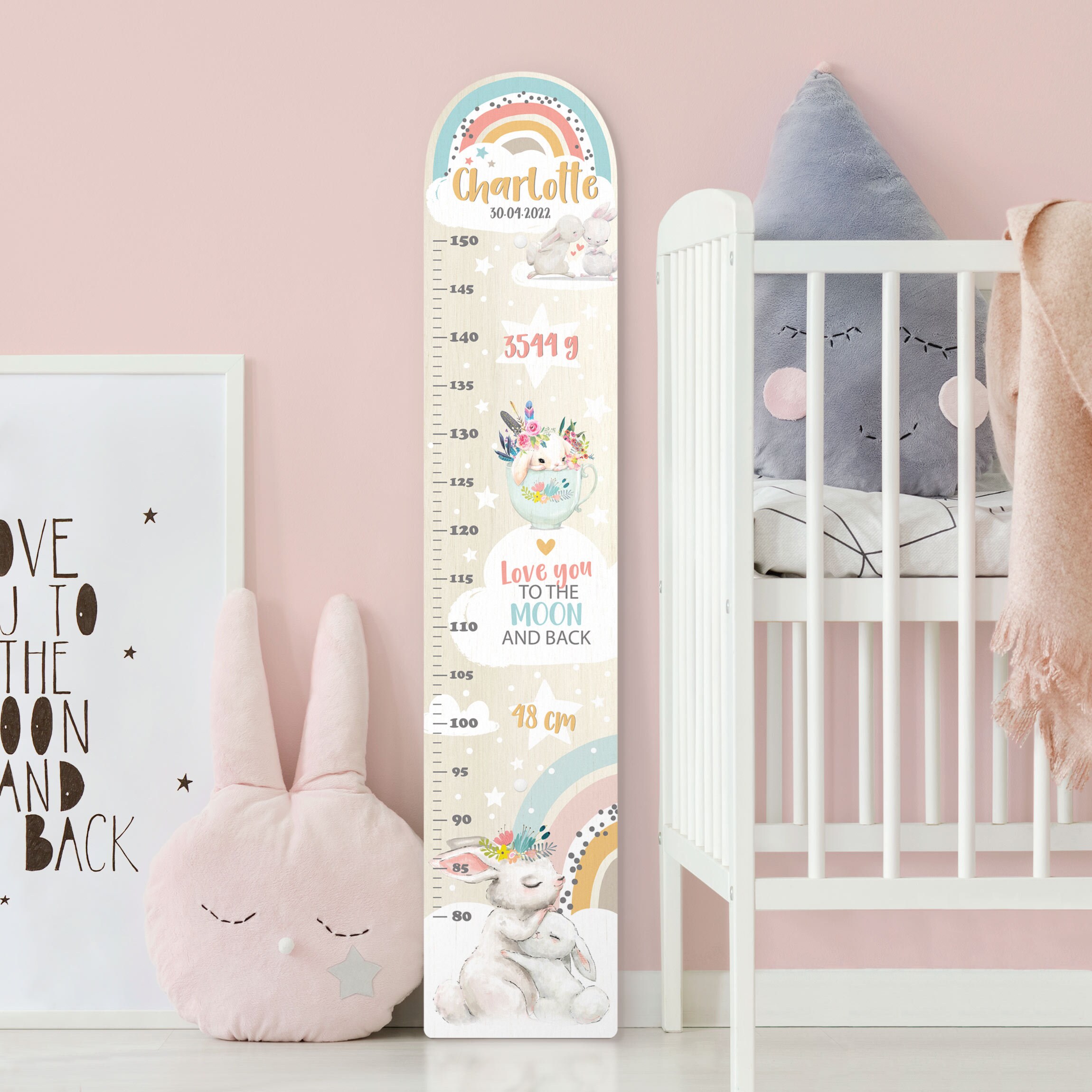 Children's Height Chart With Customised Name Rainbow Etsy