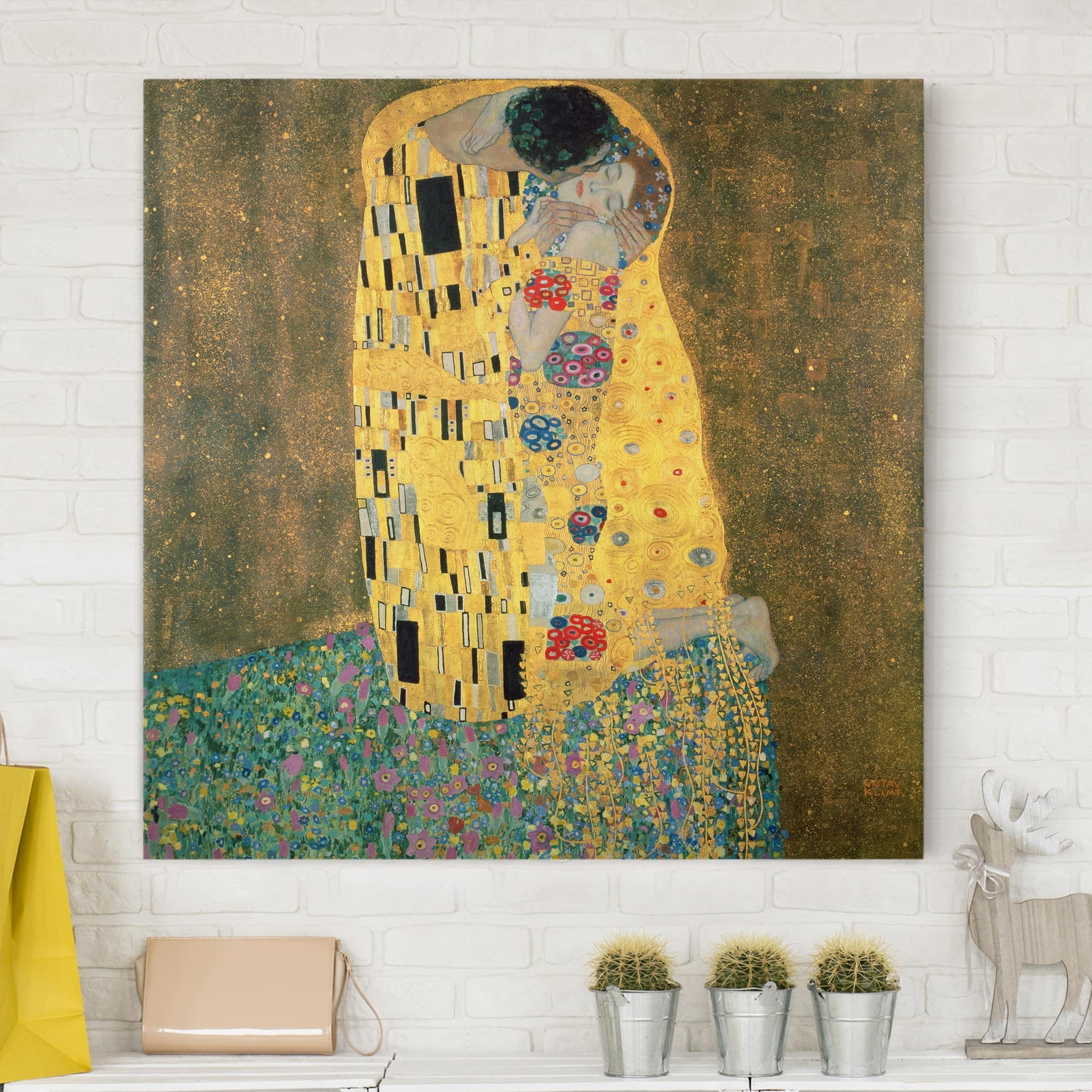 Leinwandbild - Gustav Klimt Der Kuss | Wandbilder Wanddeko Kunst Kunstdruck Künstler Malerei Jugendstil Wanddekoration