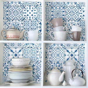 Adhesive Film - Pattern Tiles Blue White | self-adhesive foil design pattern wall art