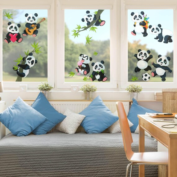 Wall Sticker for Kids Set of Panda Bears With Hearts 