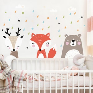 Vinilos infantiles Dulces animalitos del bosque Niños niñas bebes pegatinas cuarto habitación pequeños decoración pared mural imagen 1