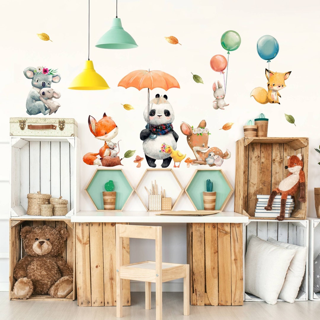 Wall Sticker for Kids Funny Forest Animals Set Children - Etsy