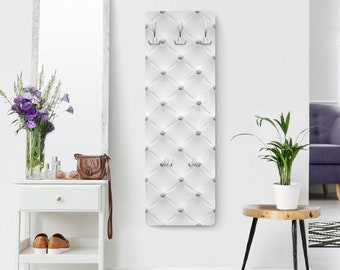 Armoire murale - Diamond White Luxury | Armoire Panneau en bois Armoire suspendue Couloir Garde-robe Manteau Crochet Motif Texture Structure