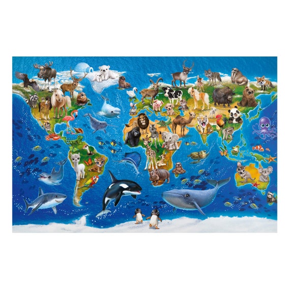 Tableau magnétique chambre d'enfant carte du monde avec animaux Tableau  mémo tableau magnétique tableau mural peintures murales -  France
