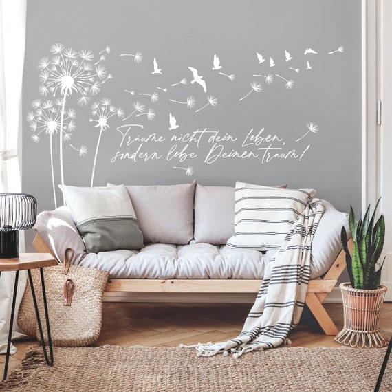 Dream Dandelion Sticker Wall Flowers - Decal Color Decoration Wall Sticker Etsy Wisdom Your Wall Wall Choice Live Saying Sayings