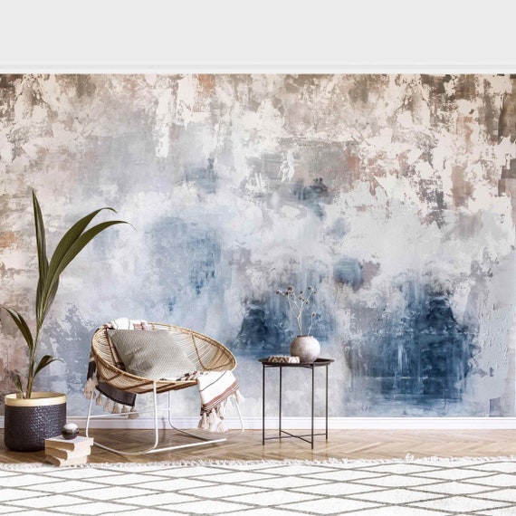 Wallpaper Shabby Concrete Wall Plaster Blue Mural Landscape Format, Wall  Mural Self-adhesive Wallpaper Concrete Look Murals - Etsy