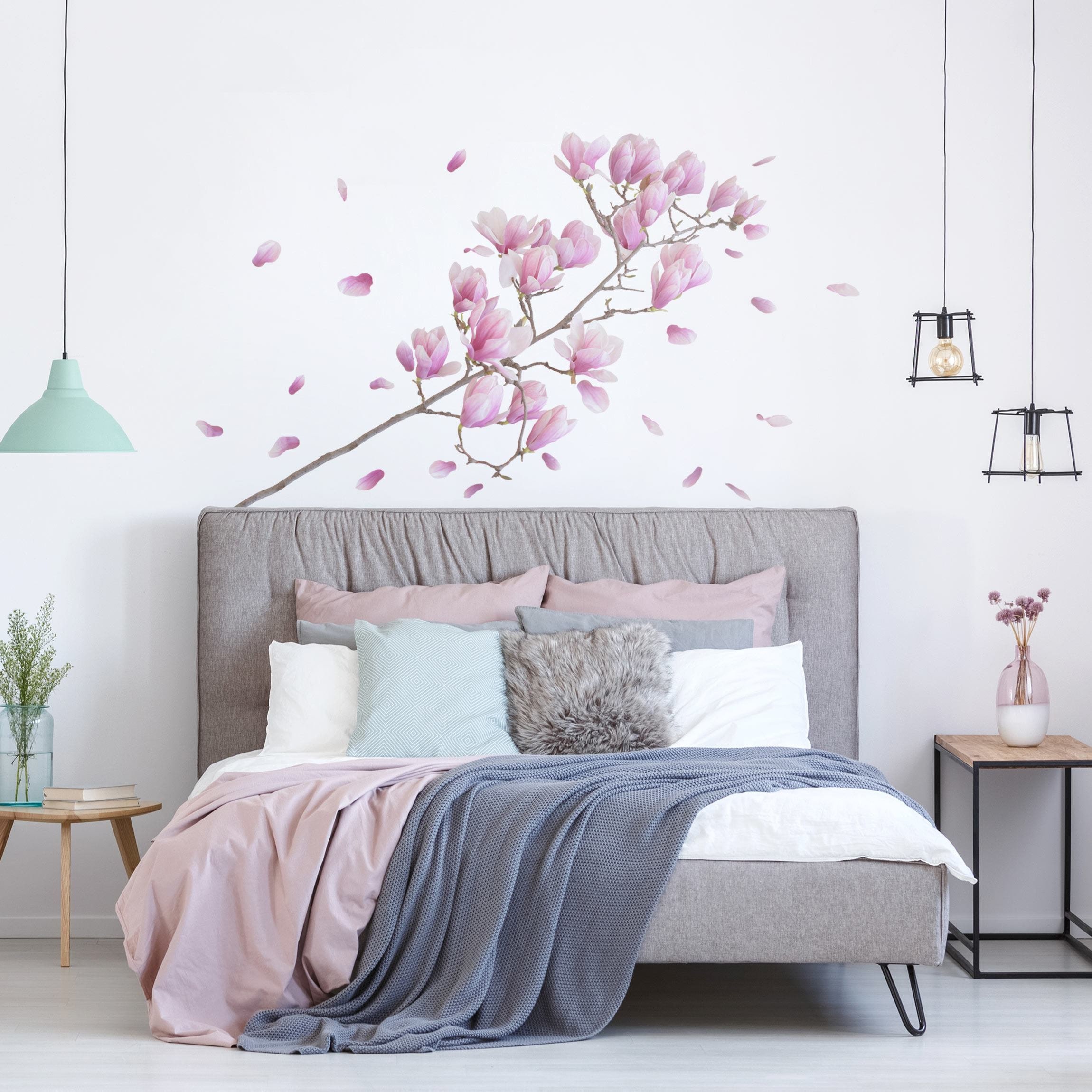 Vinilo dormitorio magnolia para pared - TenVinilo