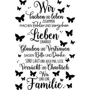 Wandtattoo Sprüche Wir sind eine Familie Leben Lachen Schmetterlinge