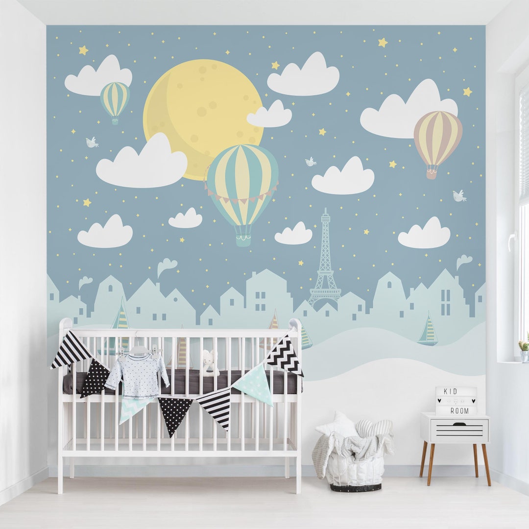 Decoration chambre, bebe, nuages, montgolfiere murales, à coller, 3D -   France