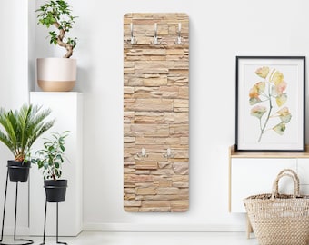 Coat Rack - Asian Stonewall - High Bright Stonewall Made Of Cosy Stones | coat hooks clothes rack coat stand panel wall hangers corridor