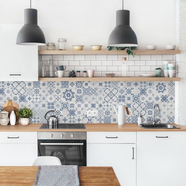 Splashback - Blue Ceramic Tiles Agadir | kitchen decor backsplash design decoration tiles patterns magnetic