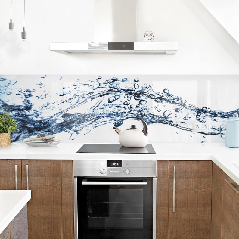 Selfadhesive Splashback Water Splash Kitchen Panel Design Etsy