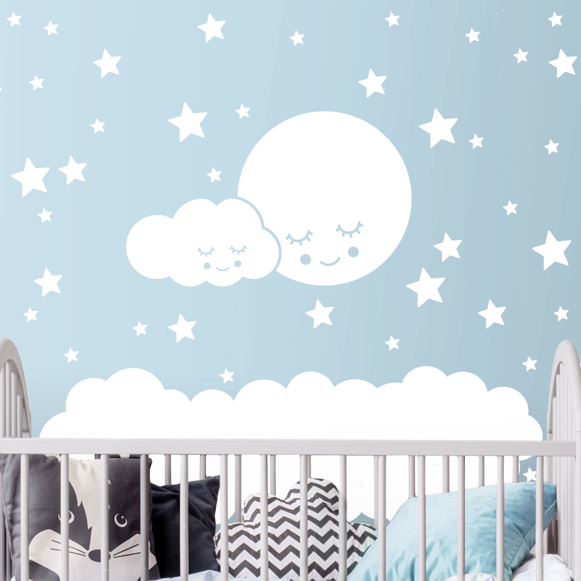 Wall sticker adesivo parete decorazione muro FATINA LUNA STELLE cameretta  bimbi