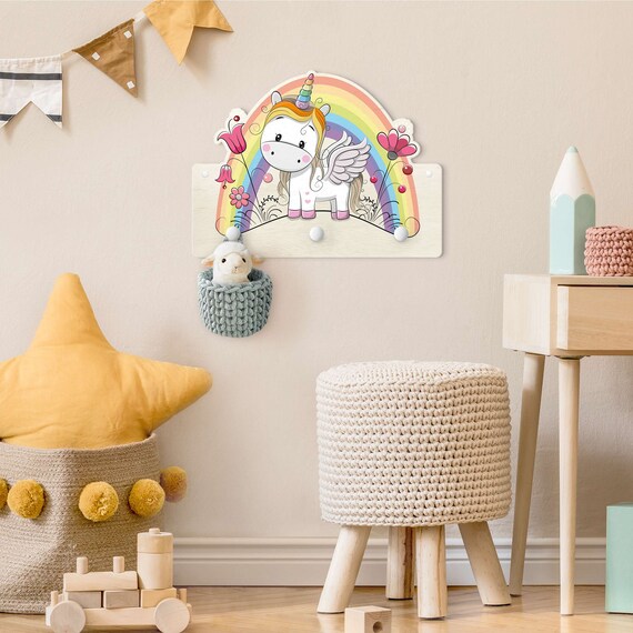 Children s Coat Rack Rainbow Unicorn Wall Coat Rack Child Kids Etsy