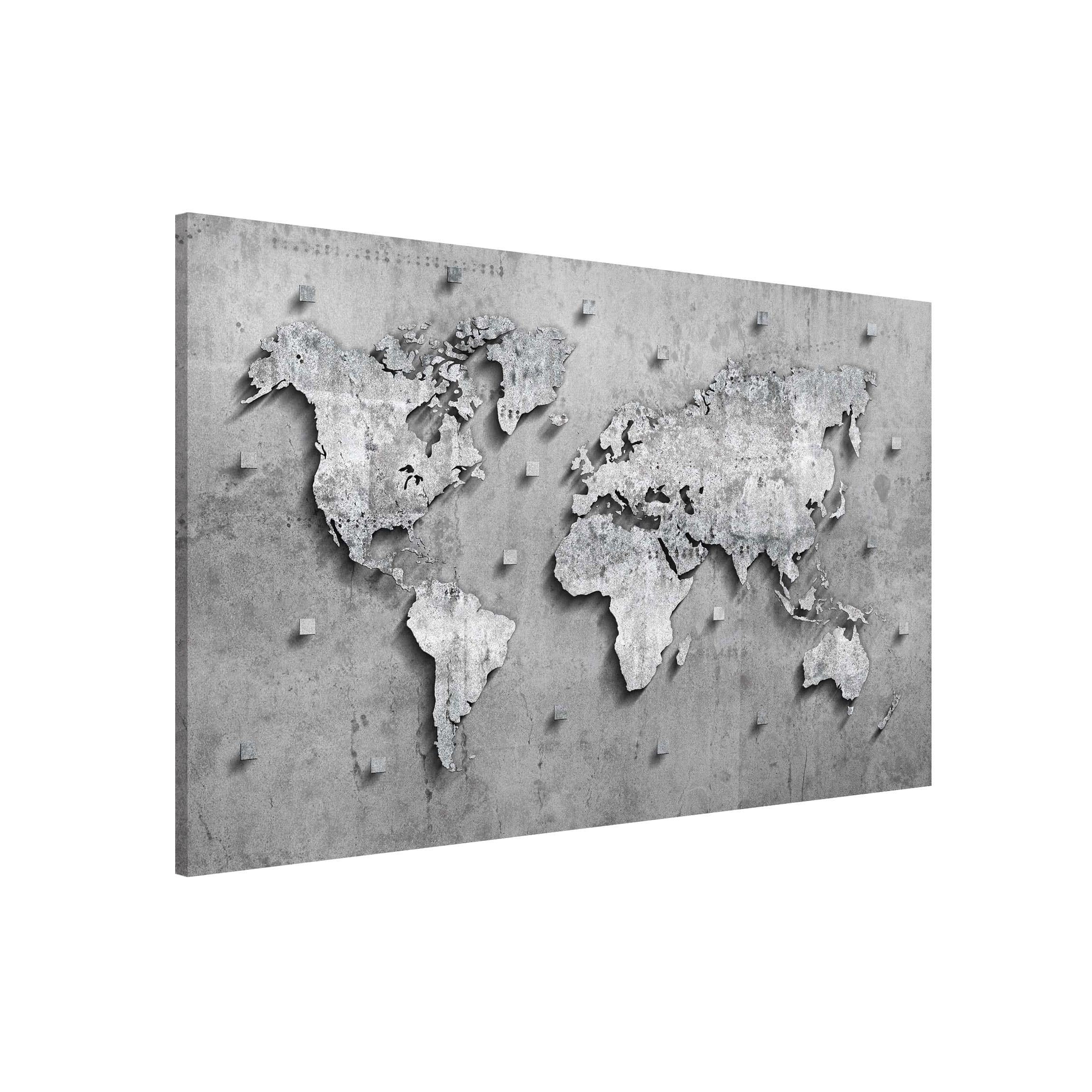 World Map Framed W33xH22 Black Patented Magnetic Back w/30 Pins