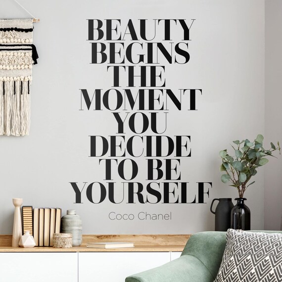 Vinyl Wall Art Decal - Beauty Begins The Moment You Decide to Be Yourself -  Trendy Inspirational Quote for Home Bedroom Living Room Office Work