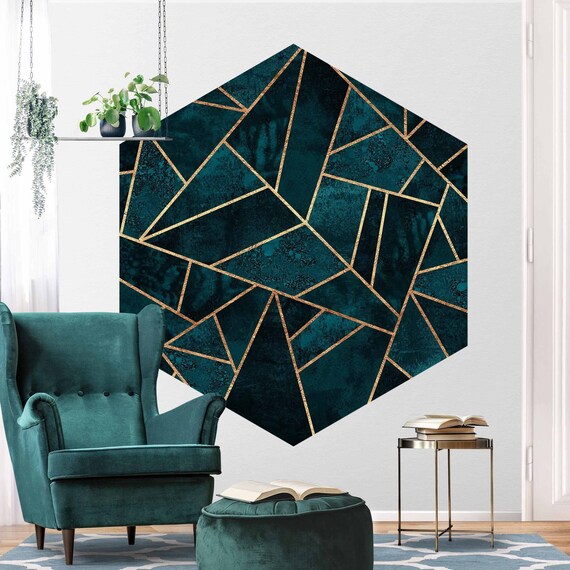 Hexagon Wallpaper Elisabeth Fredriksson Dark Turquoise - Etsy Hexagon Wallpaper Elisabeth Fredriksson Dark Turquoise - Etsy