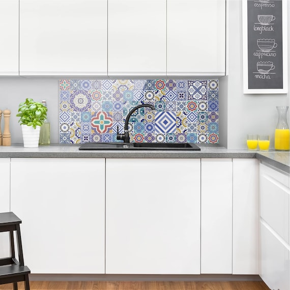 Panel antisalpicaduras de cristal Mosaicos estilo portugues Protección  pared cocina panel de vidrio protector contra salpicaduras -  España