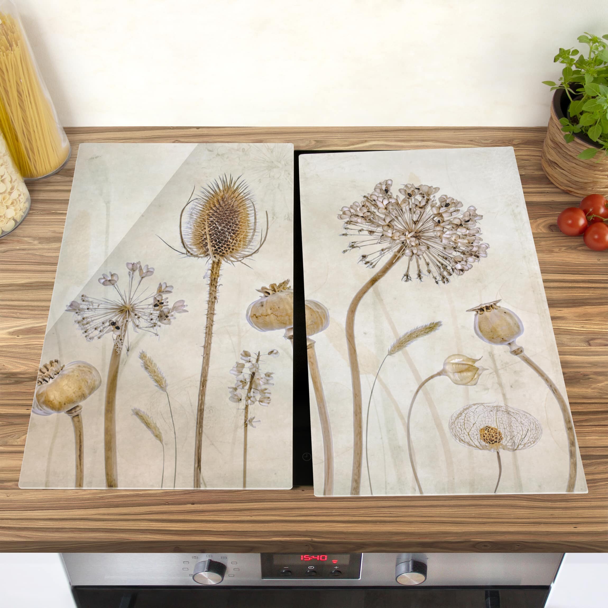 Induction Cooktop Cover – Glass Cutting Board- Flower series DD06B Pur –  Concept Crystal