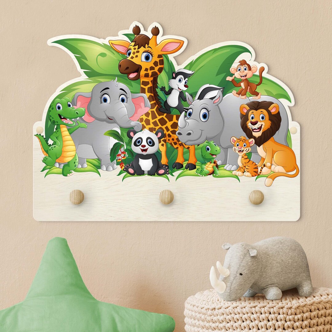 Children's Coat Rack Jungle Animals Wall Coat Rack Etsy