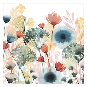 Tapete Blumen selbstklebend Bunte Wildblumen Aquarell Watercolour weiß Fototapete XXL Vliestapete Schlafzimmer Blumentapete Bild 6