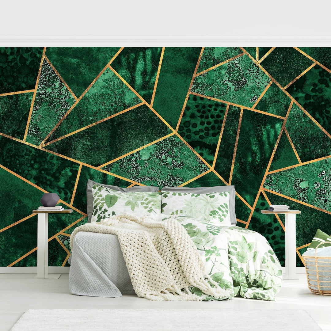 Non-woven Wallpaper Elisabeth Fredriksson Dark Emerald With Gold Photo