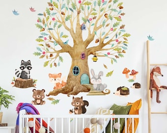 Wall sticker for kids -  Tree Forest Animals Autumn | children wall stickers animals