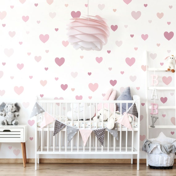 Adesivi murali bambini 85 cuori rosa Set Stickers cameretta bimbi neonati  orsetto bimbo bimba -  Italia