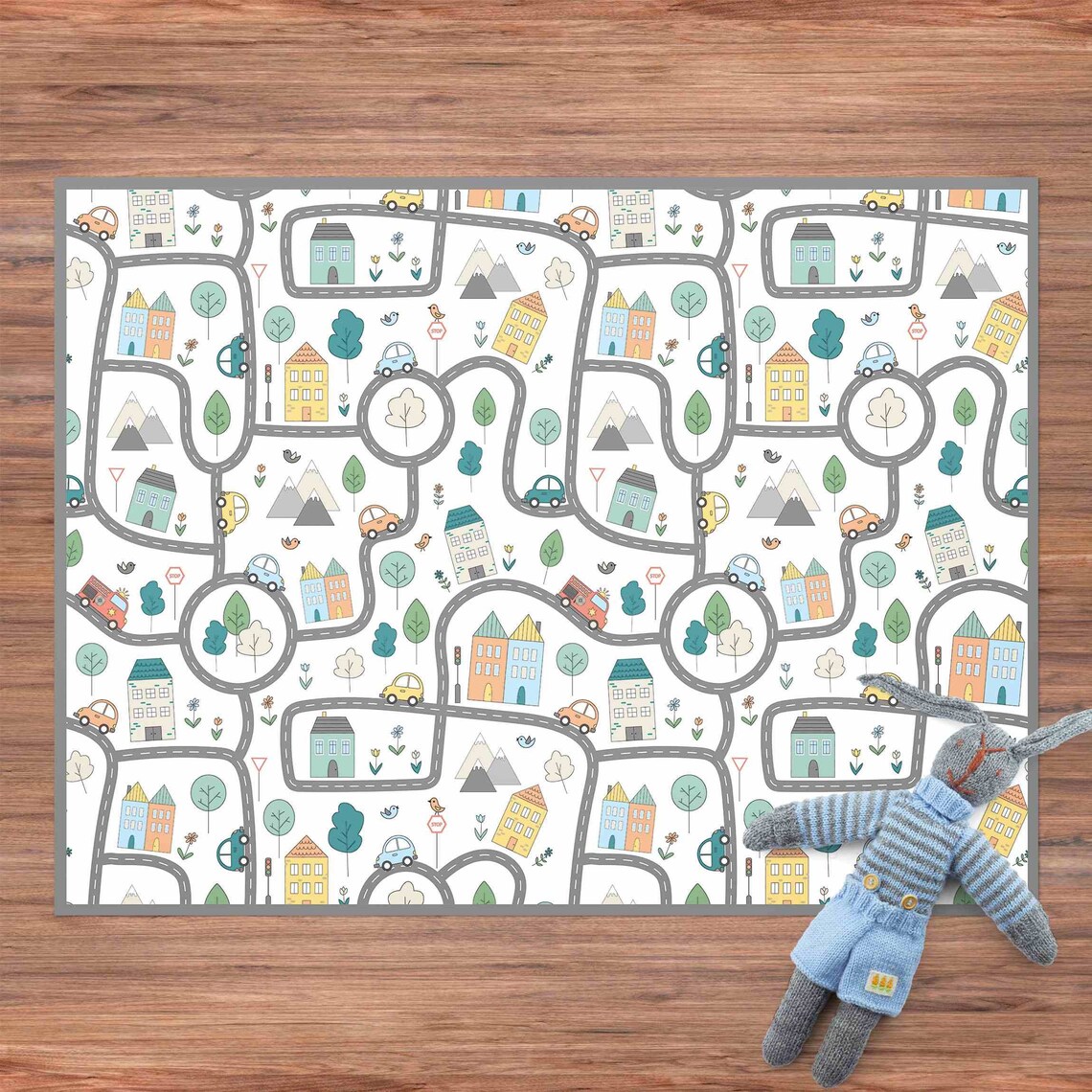 Vinyl Floor Mat Playroom Mat City Traffic Out and About Etsy