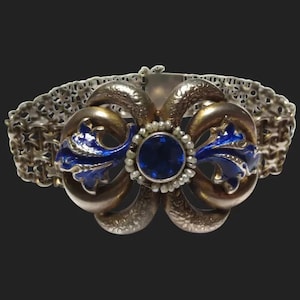 Austro-Hungarian Victorian Silver Pearl & Enamel Antique Bracelet