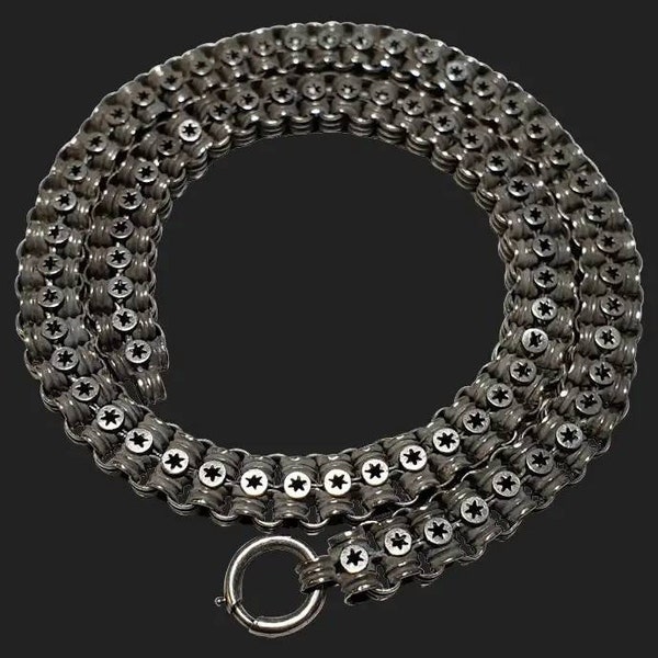 Victorian Silver Book Chain Star Necklace Collar