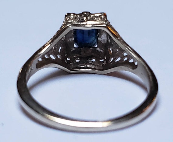 Art Deco 14-karat White Gold Sapphire Ring - image 7