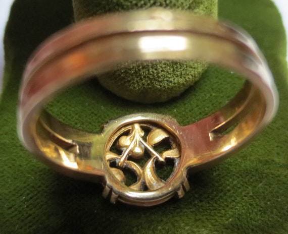 French 18K Gold Antique Ring Art Nouveau Mistleto… - image 10