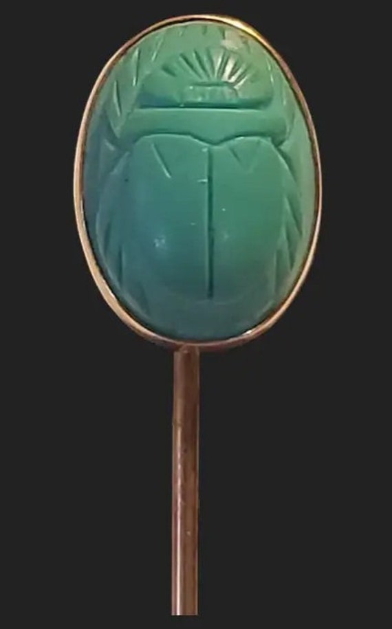 Antique Egyptian Carved Turquoise Scarab Beetle 14