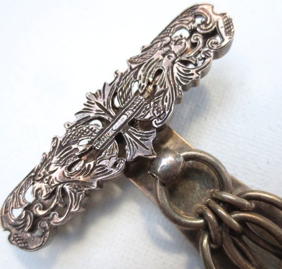 Victorian Sterling Silver Dragon Chatelaine Antiq… - image 3