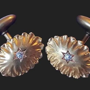 Fine 14k Gold Diamond Star Victorian Cufflinks