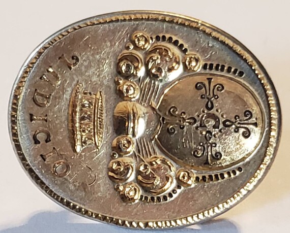 Antique Georgian Silver Gilt Fob Seal Pendant Jus… - image 4