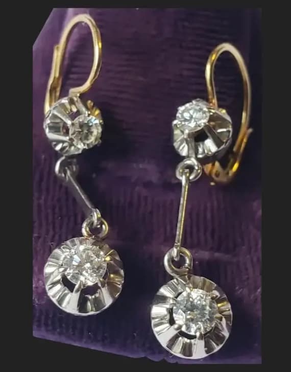 Beautiful Antique 18K Gold Diamond Earrings