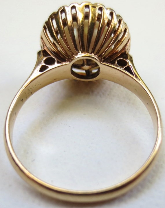 Classic Mid Century 14K Gold Pearl Cocktail Ring - image 7