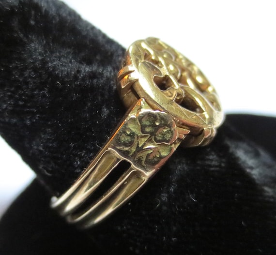 French 18K Gold Antique Ring Art Nouveau Mistleto… - image 2