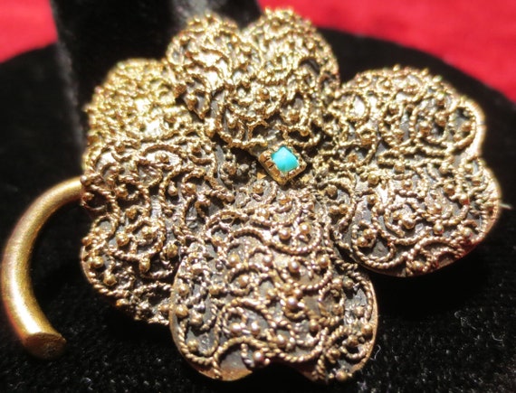 Victorian Pansy Flower 10K Gold Brooch / Pendant … - image 4