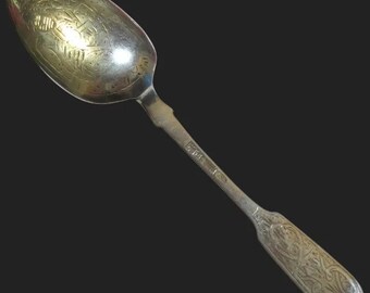 Antique Silver Russian Spoon Engraved 1856 Moscow