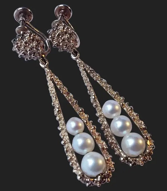 Fabulous 14k Gold Pearl Vintage Earrings