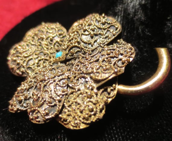 Victorian Pansy Flower 10K Gold Brooch / Pendant … - image 5