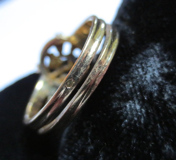 French 18K Gold Antique Ring Art Nouveau Mistleto… - image 9