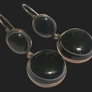 Victorian Scottish Bullseye Banded Agate Silver Earrings