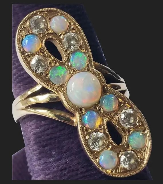 Unique 14k Gold Opal and Sapphire Vintage Propelle
